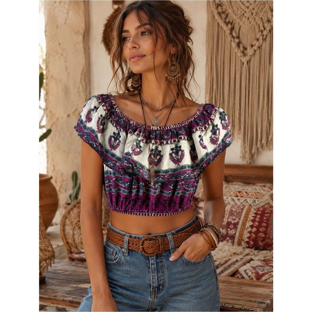 Forever 21 Multicolor Boho Crop Top